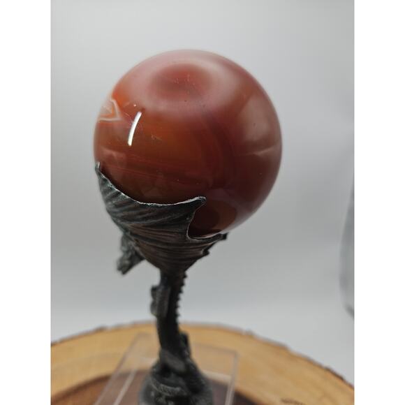 1.3lb 75mm Carnelian Quartz W/Dragon Stand - Picture 5 of 12